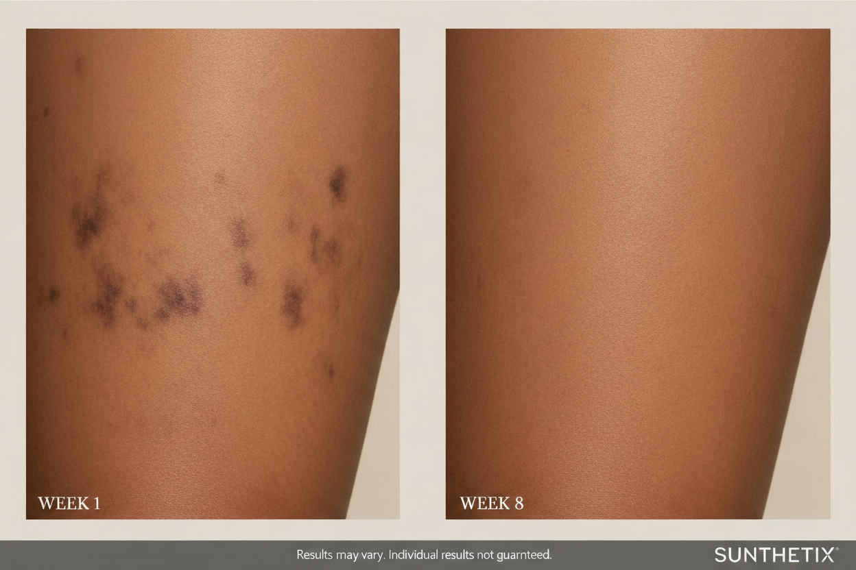 Before/after with real SUNTHETIX logo